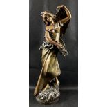 A vintage AUGUSTE MOREAU bronze figure of a lady standng 52cm tall