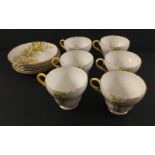 A vintage SHELLEY 'Daffodil Time' tea service consisting of 6 cups and saucers
