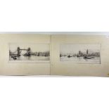 OF THE HIGHEST QUALITY! Pair of Victorian ETCHINGS by FRANK HARDING ' Tower Bridge' and the