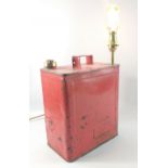 STEAMPUNK! a vintage c1930's REDLINE petrol can with original brass screw-top lid converted quite