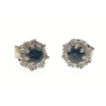 DIAMONDS ARE FOREVER!A STUNNING pair of unmarked 'yellow metal'diamond(tested) and sapphire