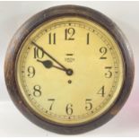 Large Smiths wooden train station 8 Day wall clock - diameter 40cm approx