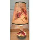 A vintage MOORCROFT table lamp with red hibiscus approx 20cm high, with original lamp shade