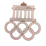 Original 1936 Berlin Olympics enamel car badge - dimensions 5.5cm height x 5.5cm wide approx