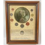 Framed Coin Set - The Pre Decimal coinage of Queen Elizabeth II - frame dimensions 33cm x 25cm