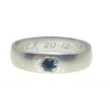 A nice 750 white gold ring with a blue stone centred possibly a sapphire gross weight 1.97g ring