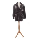 A leather coat by Burberry,