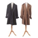 Two wool and mink tipped coats,