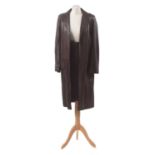A leather coat and skirt by Mulberry,