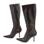 A pair of Jimmy Choo black leather heeled boots,