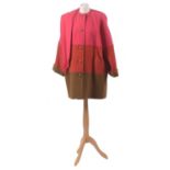 A tri-colour wool coat by Caroline Charles,