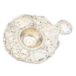 A late 19th century continental silver tea strainer,
