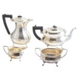 A George V silver four piece teaset,