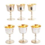A cased set of Irish silver goblets,