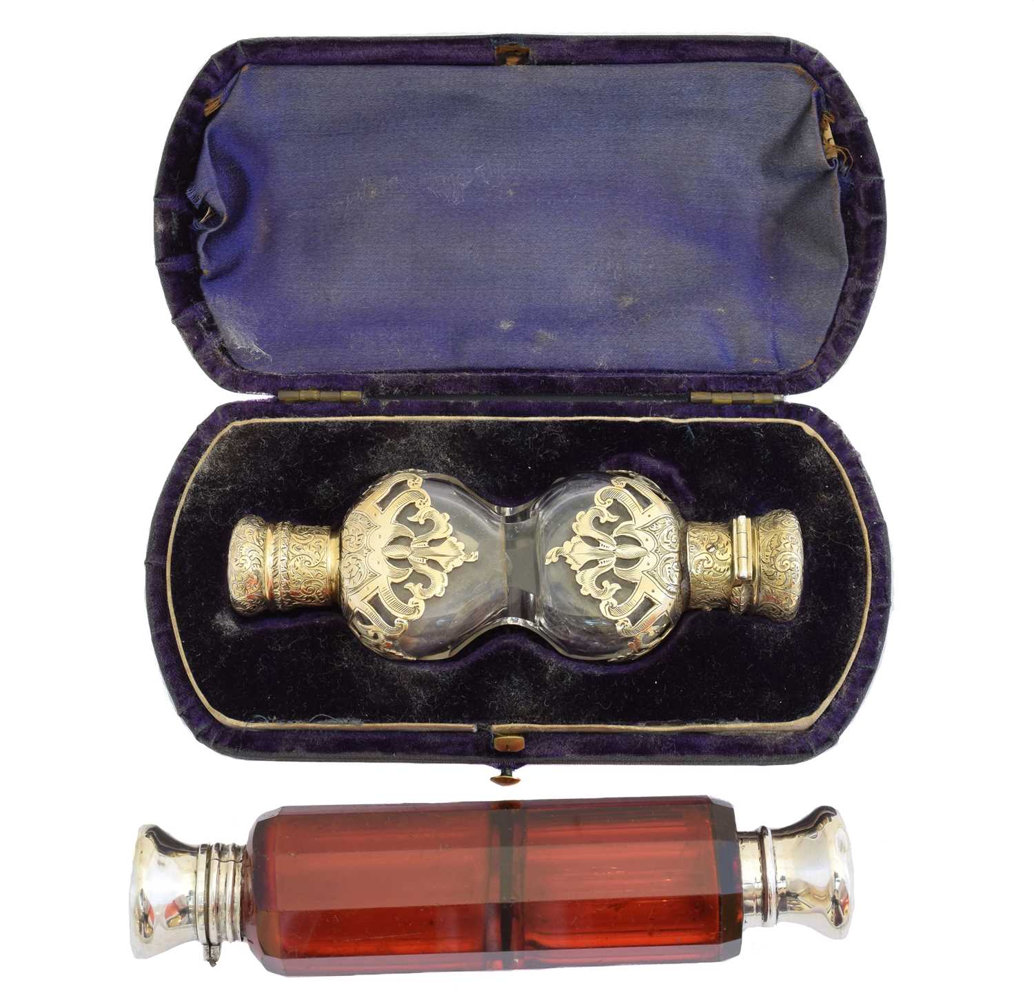 Two Victorian double ended scent bottles,