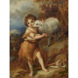Lea (19th century) Portrait of a boy with a lamb