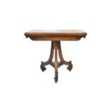 Victorian rosewood fold-over card table