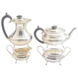 A George VI silver four piece tea set,