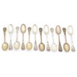 Twelve Victorian silver spoons,