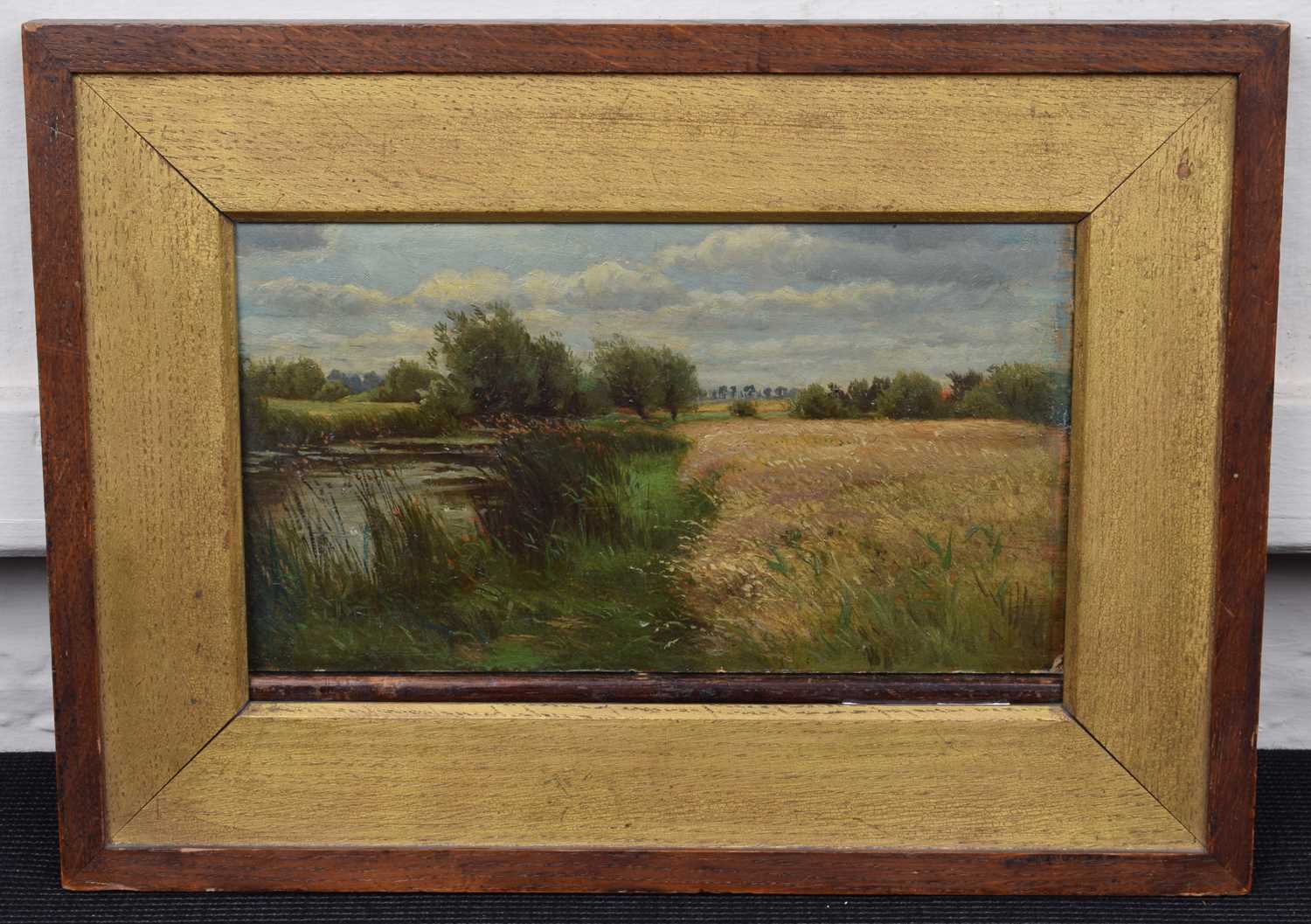 Basil Bradley R.W.S. (British 1842-1904) River scene with cornfield - Image 2 of 3
