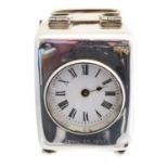 An Edward VII silver cased travel clock,
