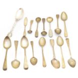 A selection of silver spoons,