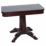William IV rosewood veneered foldover tea table
