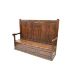 18th-century oak box settle