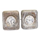 A pair of Edward VII silver fronted pocket watch holders,
