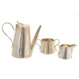 An Edward VII silver three piece tea set,