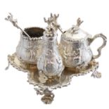 A Victorian silver cruet set,