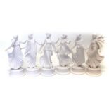 Set of six Wedgwood Dancing Hours figures, with boxes.