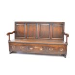 George III oak box settle