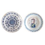 Two small Delft plates one painted with a portrait of King William