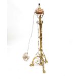 Victorian wrought brass floor standing lamp