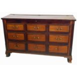 Early 19th-century oak and mahogany crossbanded Lancashire chest.