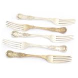 Five Edward VII dinner forks,