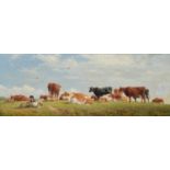 John Thorpe R.A. (1834-1873) Rural view with children and cattle