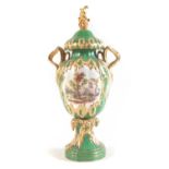 English porcelain twin handled vase possibly Rockingham,