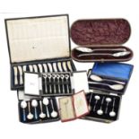 A selection of cased silver flatware,