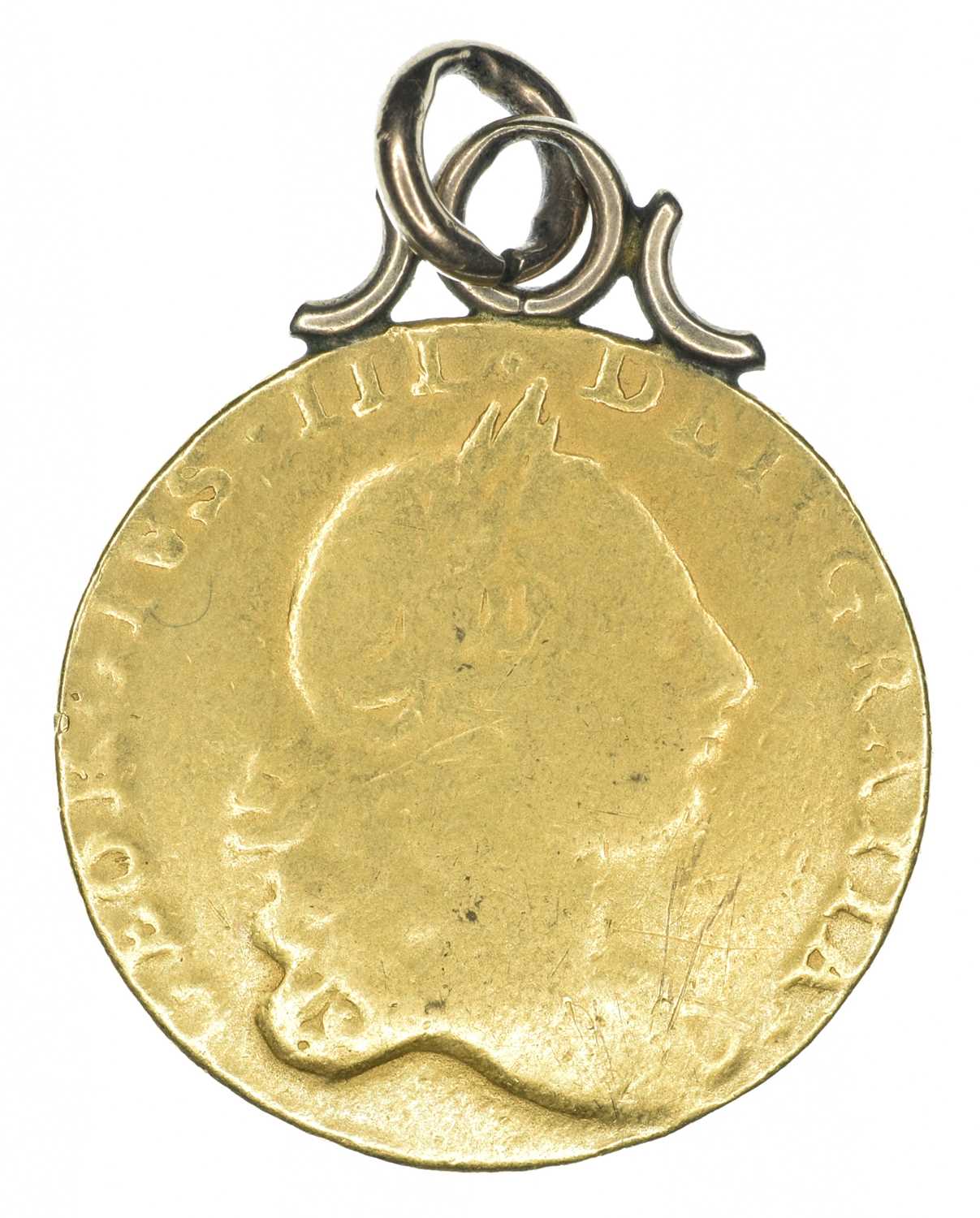 King George III, Guinea, 1764, pendant, mounted, rare.