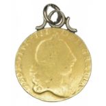 King George III, Guinea, 1764, pendant, mounted, rare.