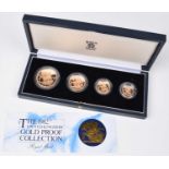 Elizabeth II, United Kingdom, 1982, Gold Proof Four Coin Collection, Royal Mint.