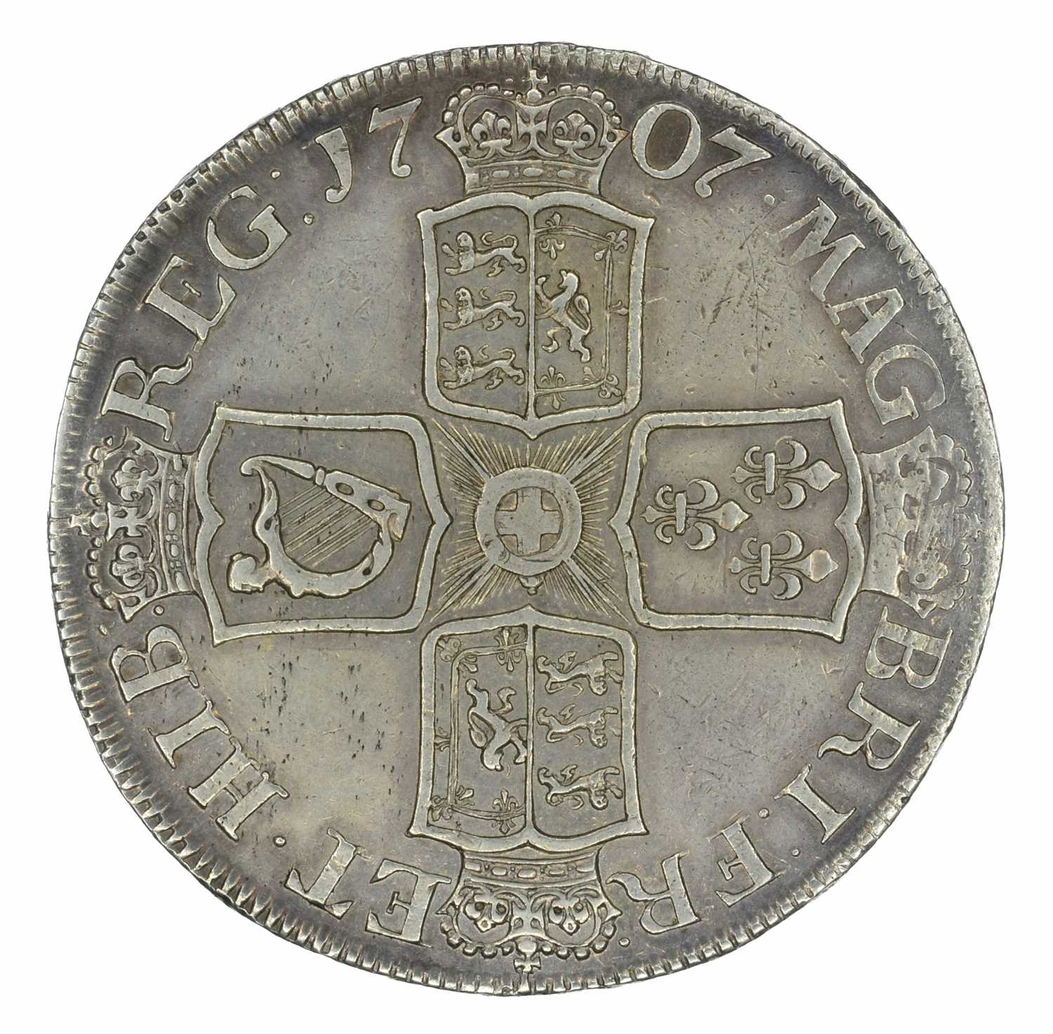 Queen Anne, Crown, 1707 SEPTIMO. - Image 2 of 3