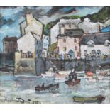 William Turner F.R.S.A., R.Cam.A. (British 1920-2013) "Polperro Harbour"