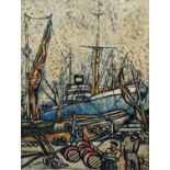 George Hann (British 1900-1979) Dockyard scene