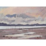 James Orr (Scottish 1931-2019) Estuary scene with a sailing boat