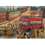 Derek Higginson (British 1930-2020) "Match Day in the Potteries"