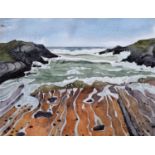 Nicholas Ferenczy (20th/21st century) "Rough Sea, Stony Cove, Anglesey"