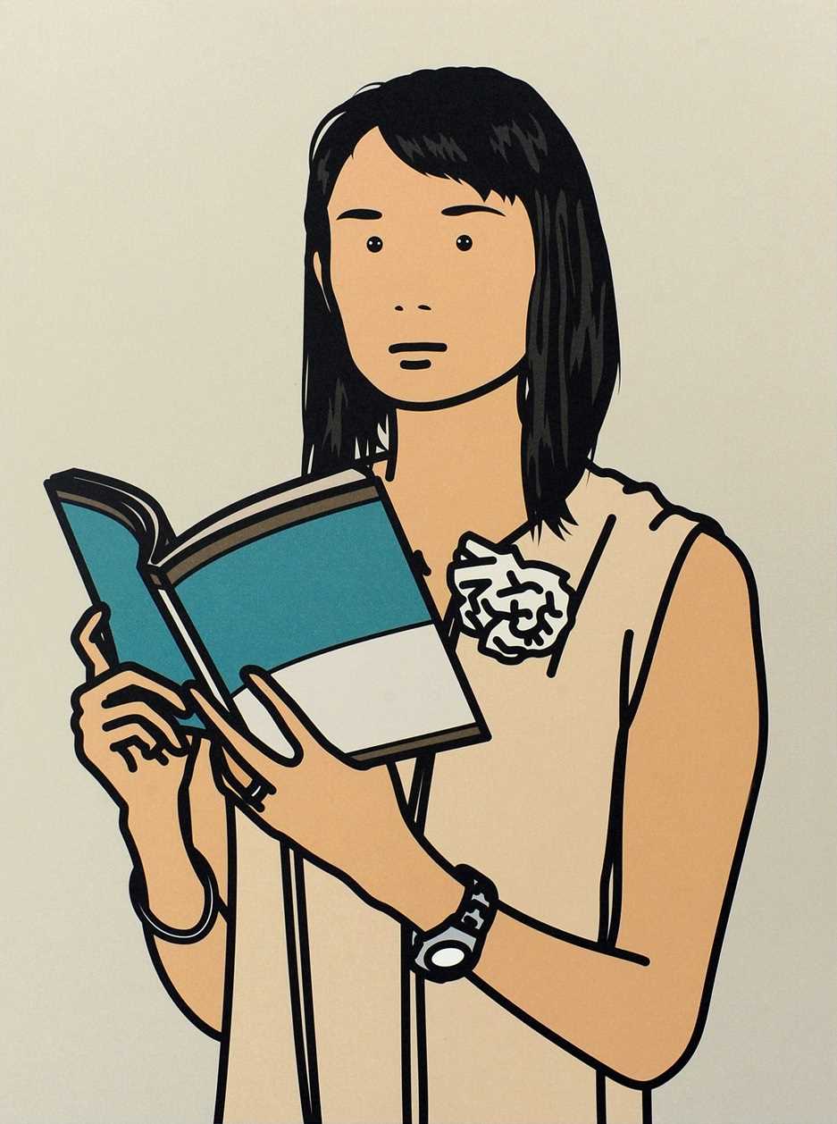 Julian Opie (British 1958-) "Hjiri with Book" from 'Twenty Six Portraits'